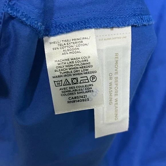 LOFT Royal Blue Flutter Sleeve Split Neck Swing Dress Large Cotton Blend NWT - Picture 9 of 11